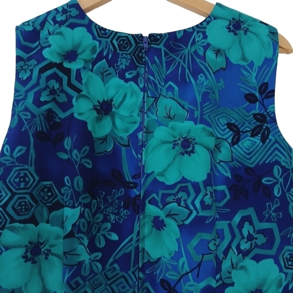 Vintage Dress R&K Sleeveless Shift Floral Tropical Open Side Button Up - Picture 9 of 15